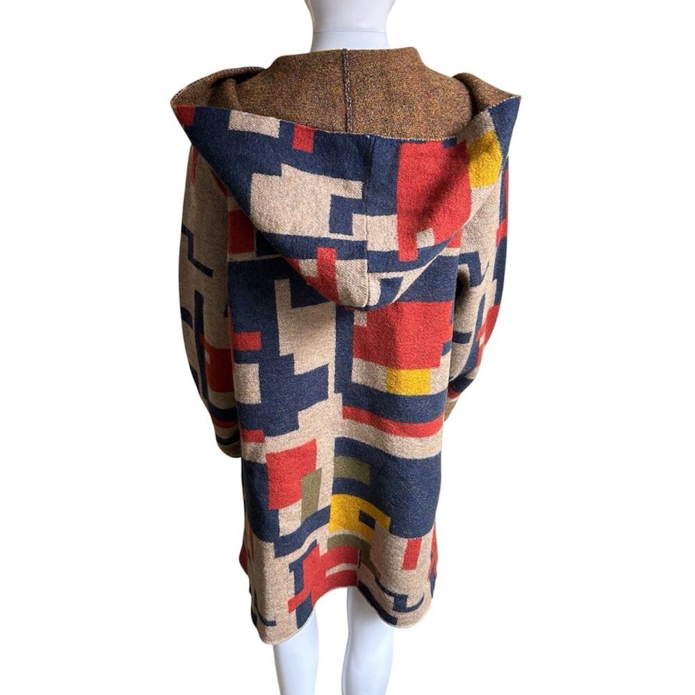 Toad&Co Heartfelt Hoodie Women XL 100% Wool Geometric Long Cardigan Coat - Picture 4 of 14